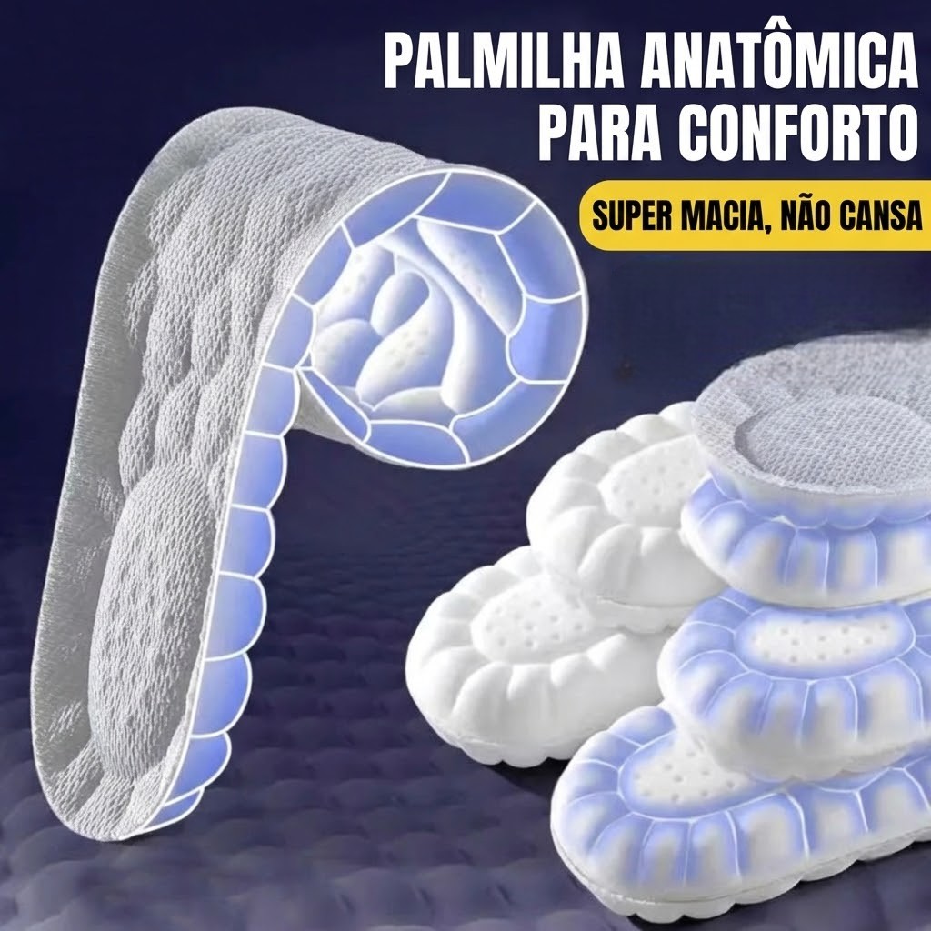 Palmilha Unissex Esportiva Reforçada Cinza Nº 45-46 Confortável Ajustável
