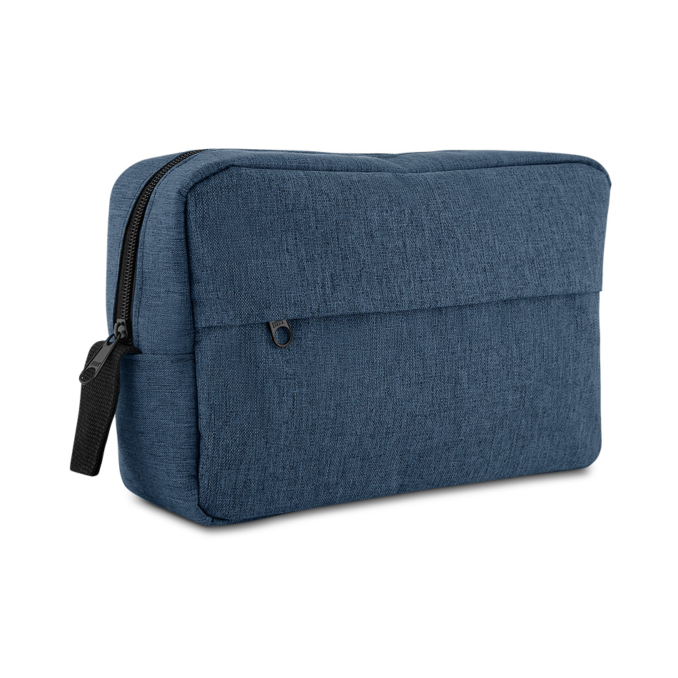 Necessaire Grande em Poliéster com Alça e Zíper 3L Azul