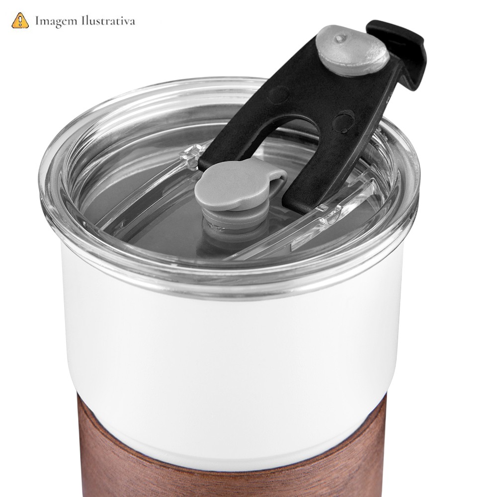 Copo de Café com Canudo em Inox Hermético 250ml Preto
