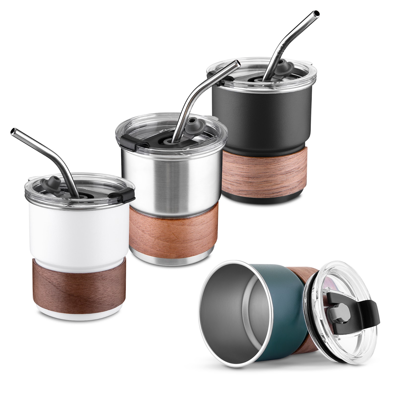 Copo de Café com Canudo em Inox Hermético 250ml Preto