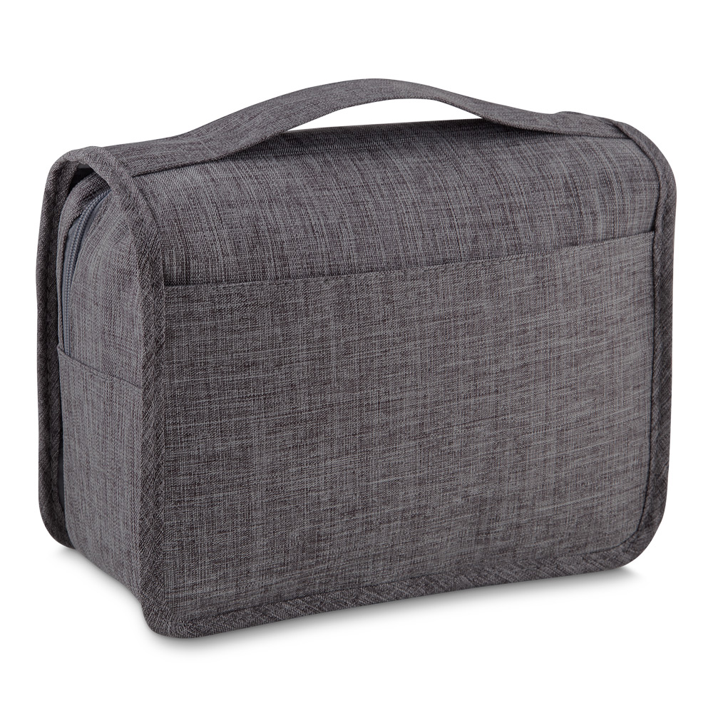Necessaire Grande com Cabide Poliéster Cinza para Viagens