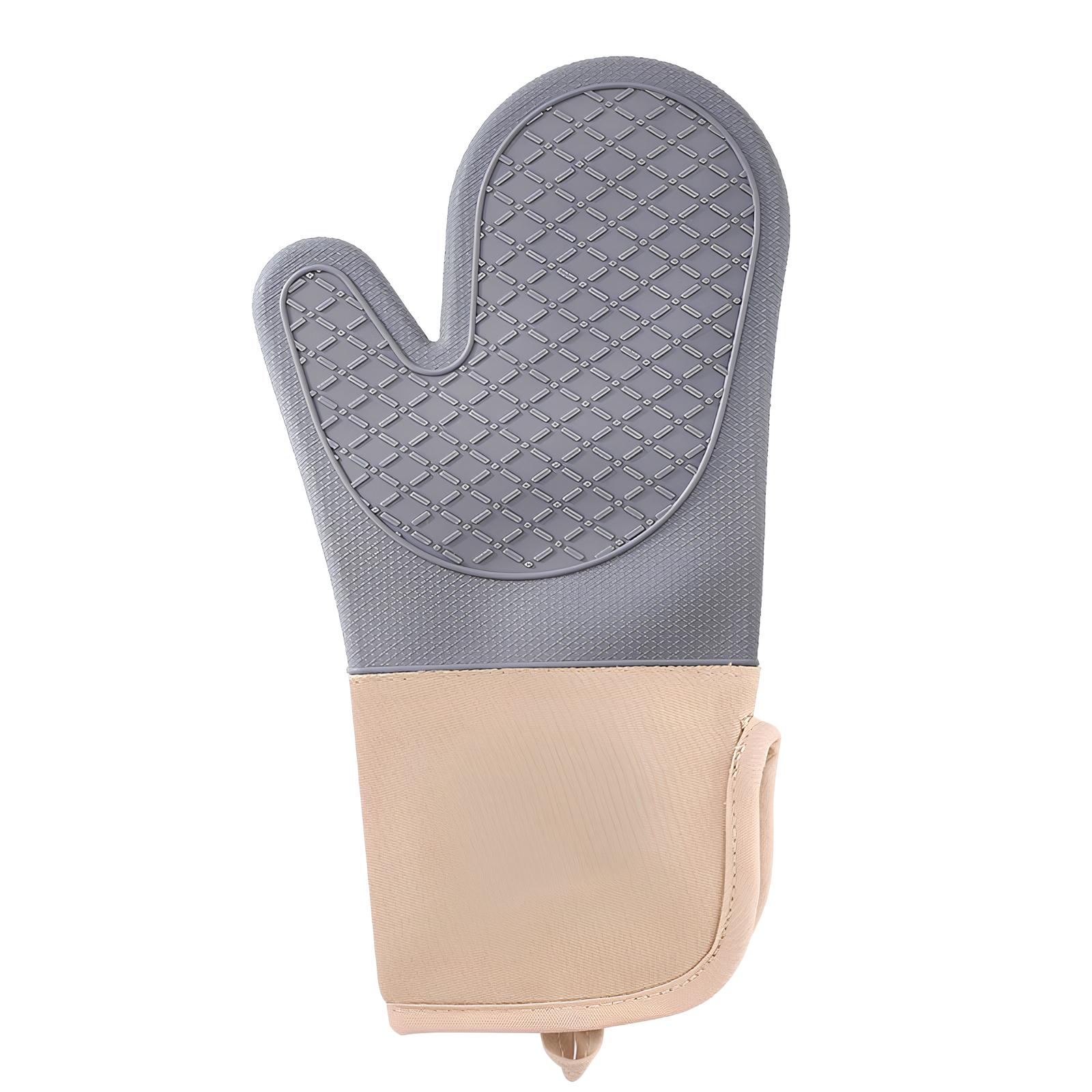 Luva de Silicone Térmica Resistente ao Calor com Forro de Algodão - Cinza