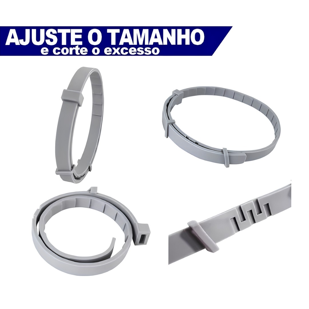 Coleira Antipulgas Para Cães Ajustável 63cm Cinza Óleo Essencial com Caixa de Alumínio