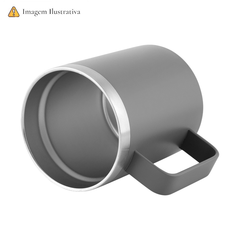 Caneca Térmica 400ml Parede Dupla com Tampa de Bambu Preta