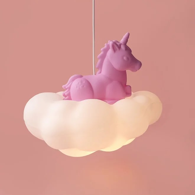 Luminária Pendente Infantil Nuvem Unicórnio Bivolt Decoração Quarto