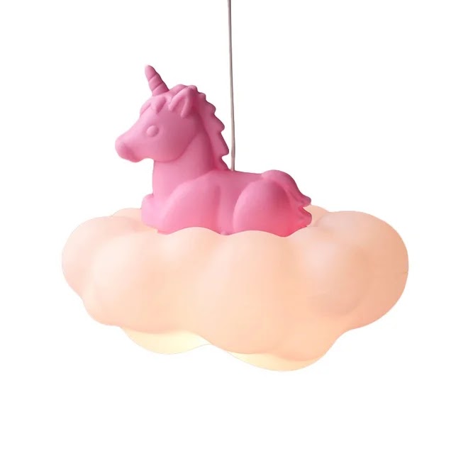 Luminária Pendente Infantil Nuvem Unicórnio Bivolt Decoração Quarto