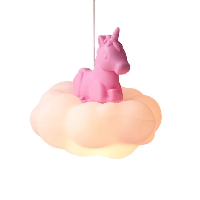 Luminária Pendente Infantil Nuvem Unicórnio Bivolt Decoração Quarto