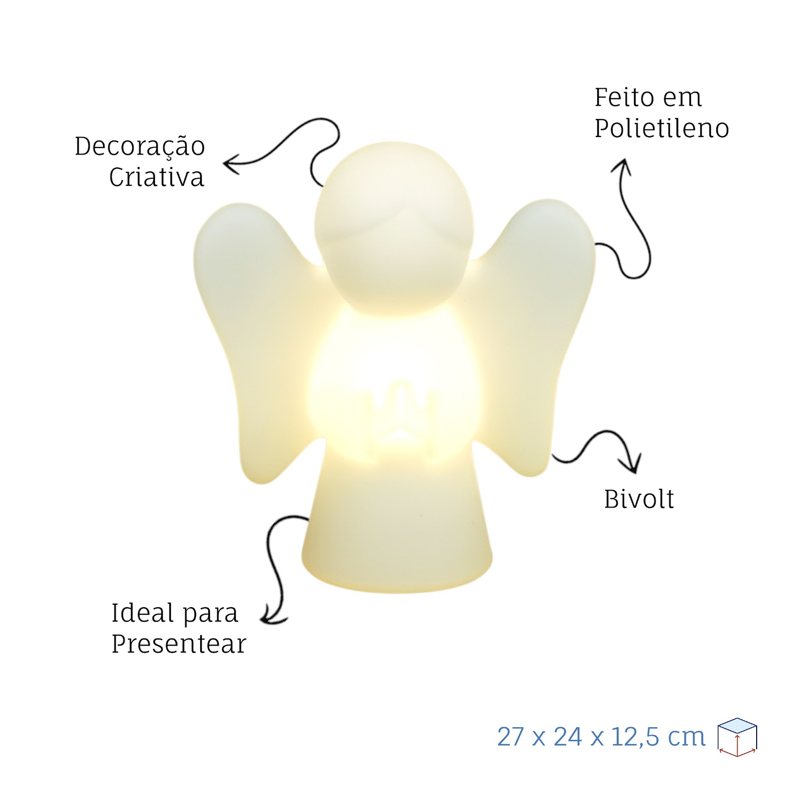 Luminária Abajur Anjinho Polietileno Bivolt Decoração Quarto
