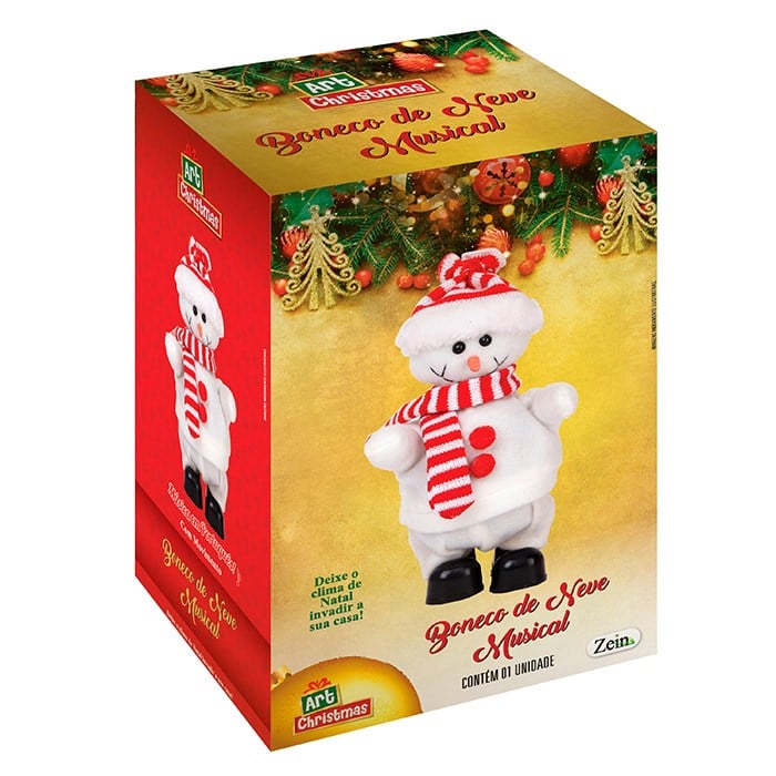 Boneco de Neve Musical Decorativo Enfeite de Natal 24cm Sortido