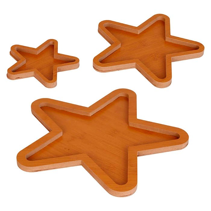 Kit 3 Petisqueiras em MDF Estrela Natalina Madeira Decoração Ceia