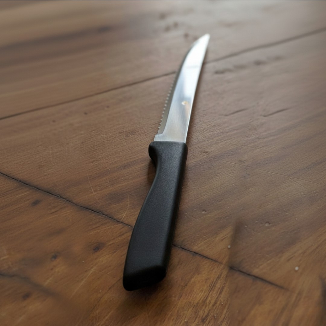 Kit 6 Peças Faca de Mesa/Churrasco Cabene Cabo Plástico Preto