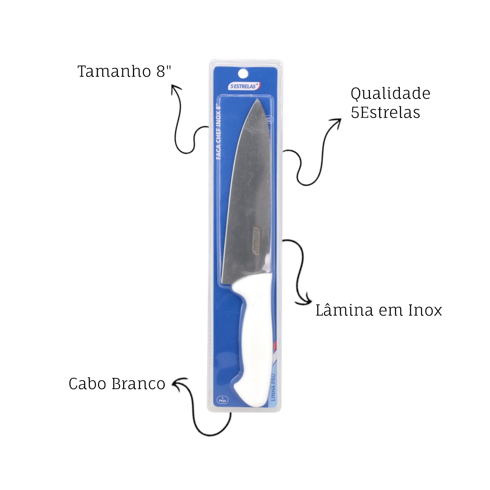 Faca Chef Profissional Inox 8