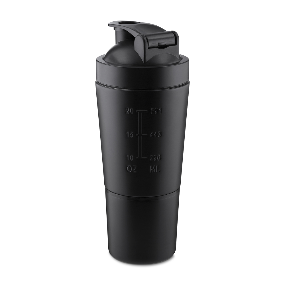 Garrafa Coqueteleira em Inox Preta 750ml Shake Gym