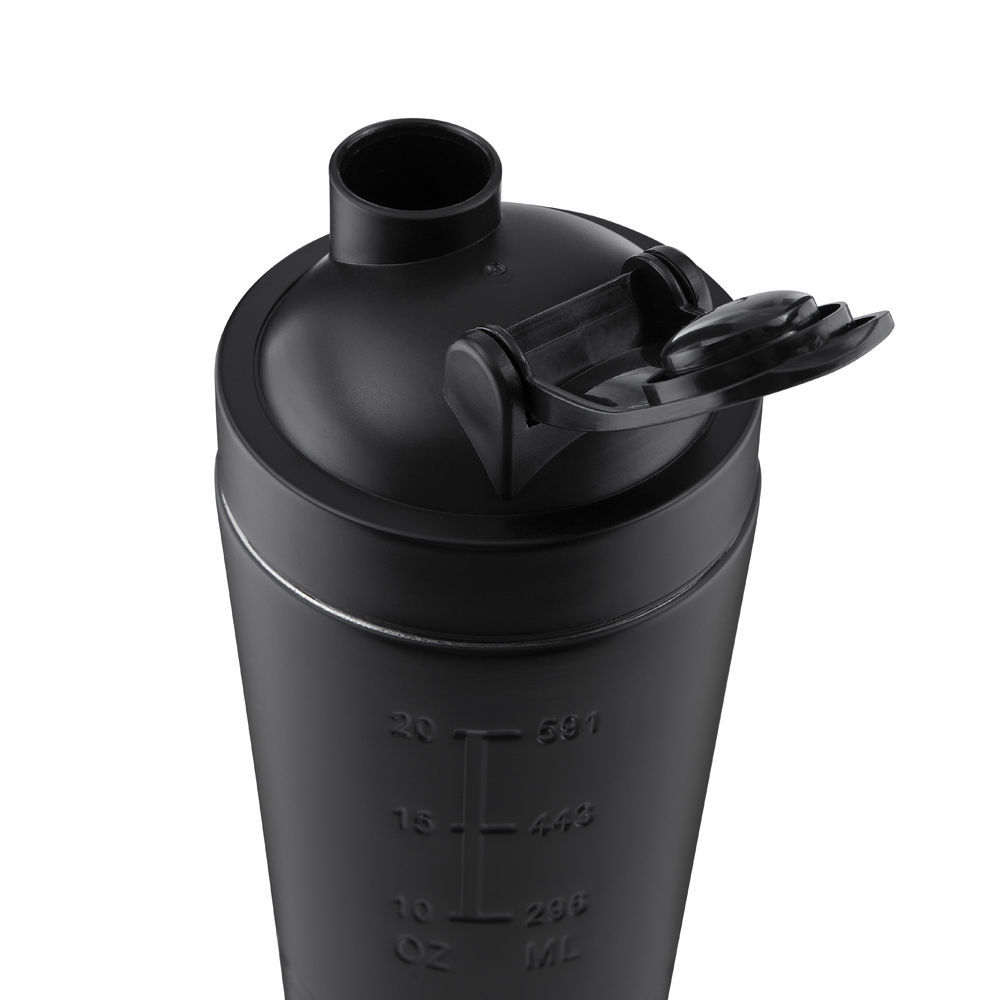 Garrafa Coqueteleira em Inox Preta 750ml Shake Gym