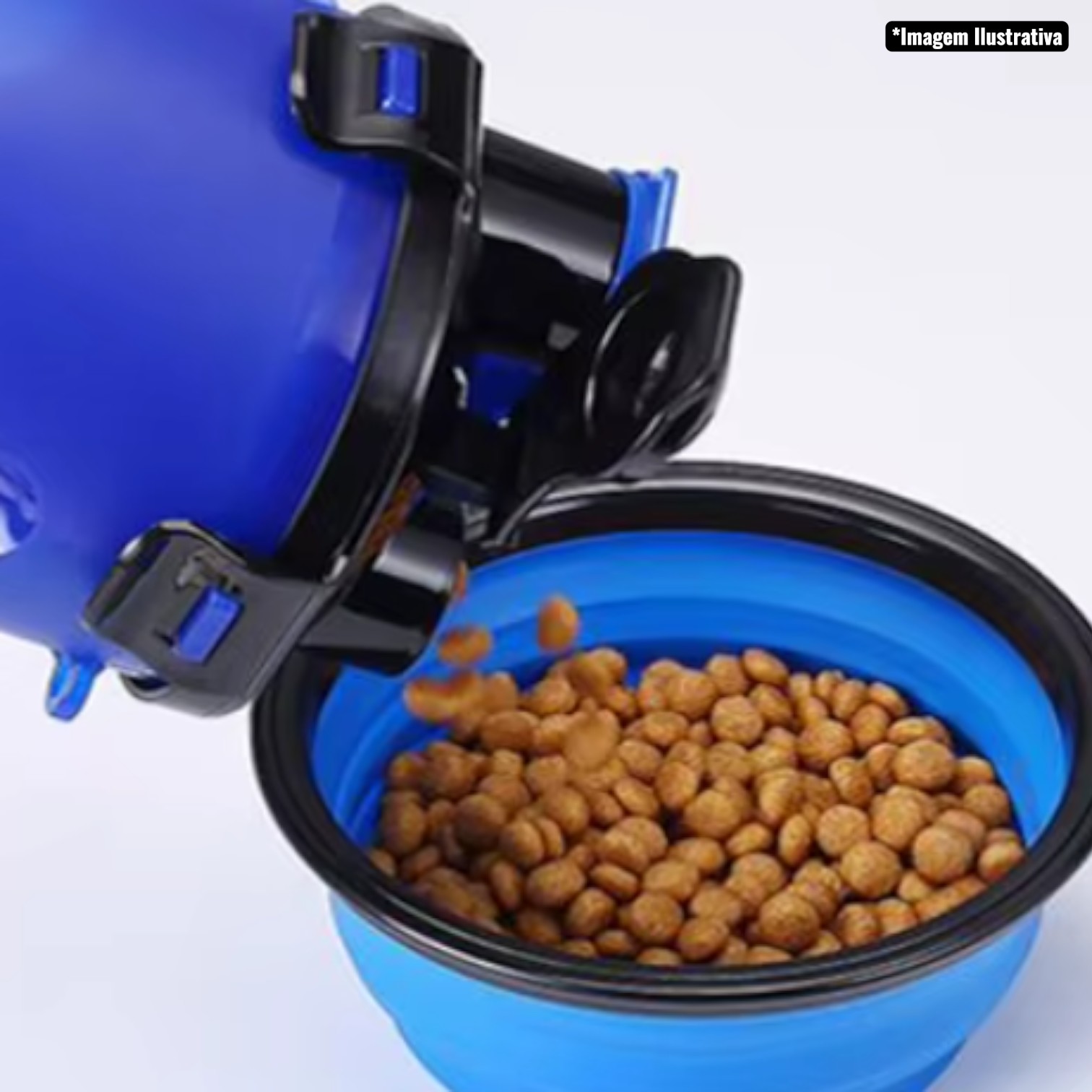 Garrafa Dupla Porta Ração e Água Pets com Pote Retrátil Branca