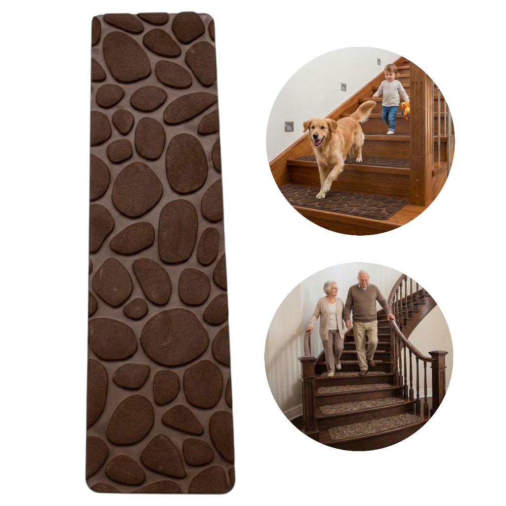 Tapete Antiderrapante Antiquedas Escadas Pets 20x76cm Marrom