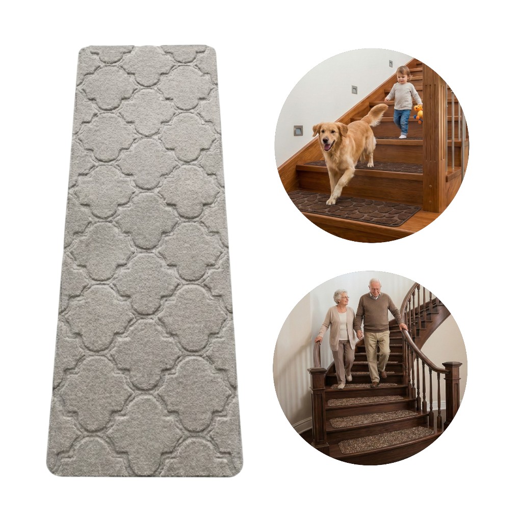 Tapete Antiderrapante Antiquedas Escadas Pets Cinza 20x76cm