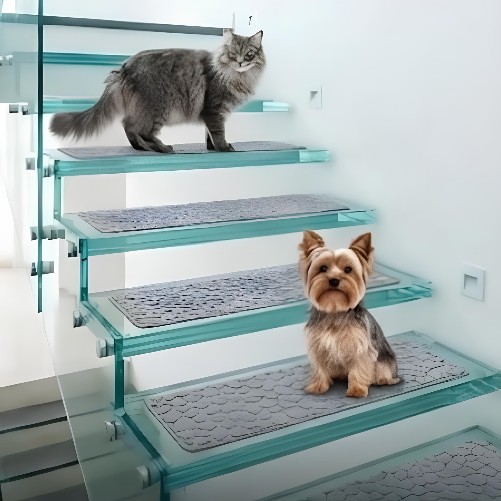 Tapete Antiderrapante Antiquedas Escadas Pets Cinza 20x76cm
