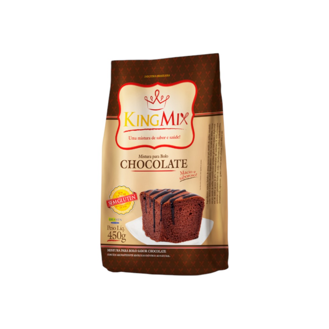 Mistura para Bolo Chocolate King Mix 450g Sem Glúten Sem Lactose