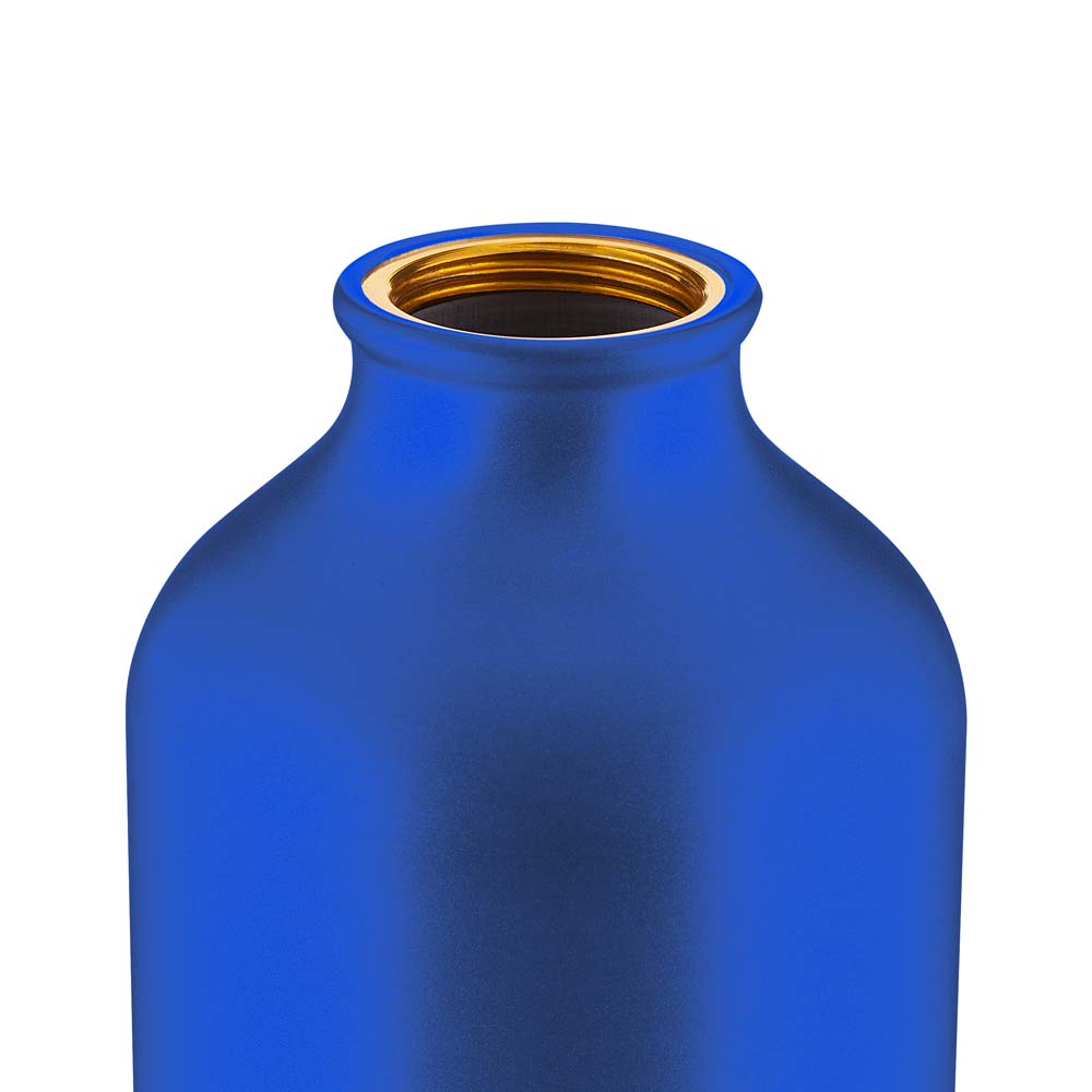 Garrafa Alumínio Reciclado 550ml Tampa Bambu Mosquetão Azul