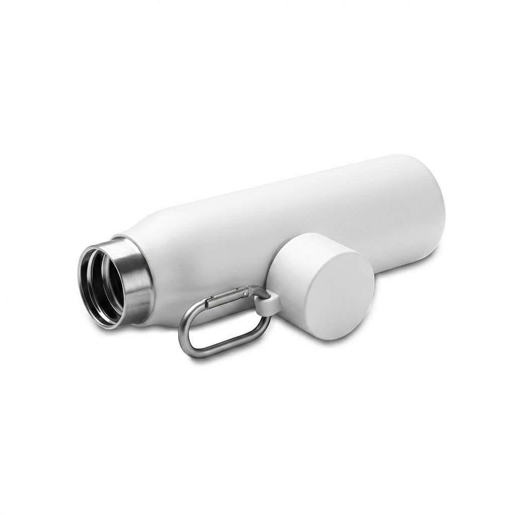 Garrafa Térmica Inox Parede Dupla 550ml Tampa Rosqueável Branca
