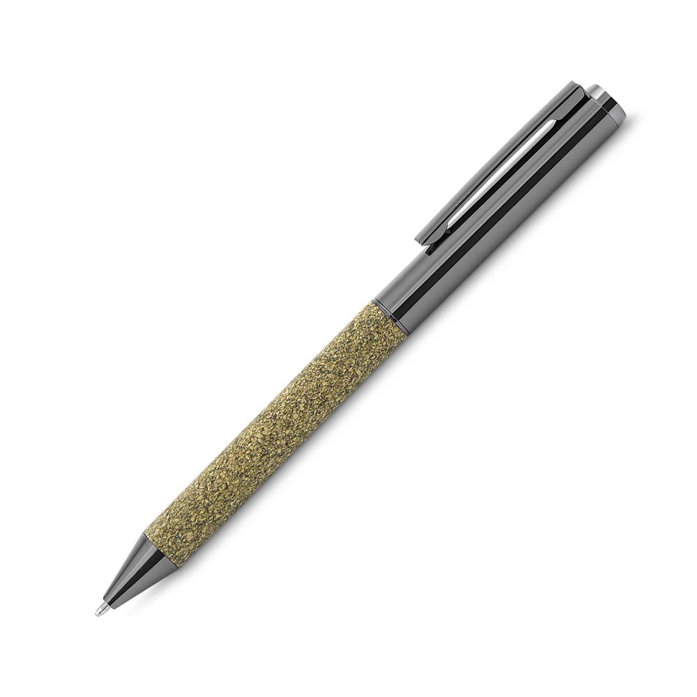 Kit Caderno A5 + Caneta Metálica Detalhes Fibra de Chá Presenteável