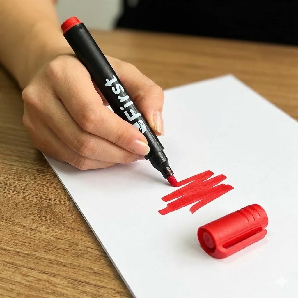 Marcador Permanente Vermelho Chanfrado Caixa com 10