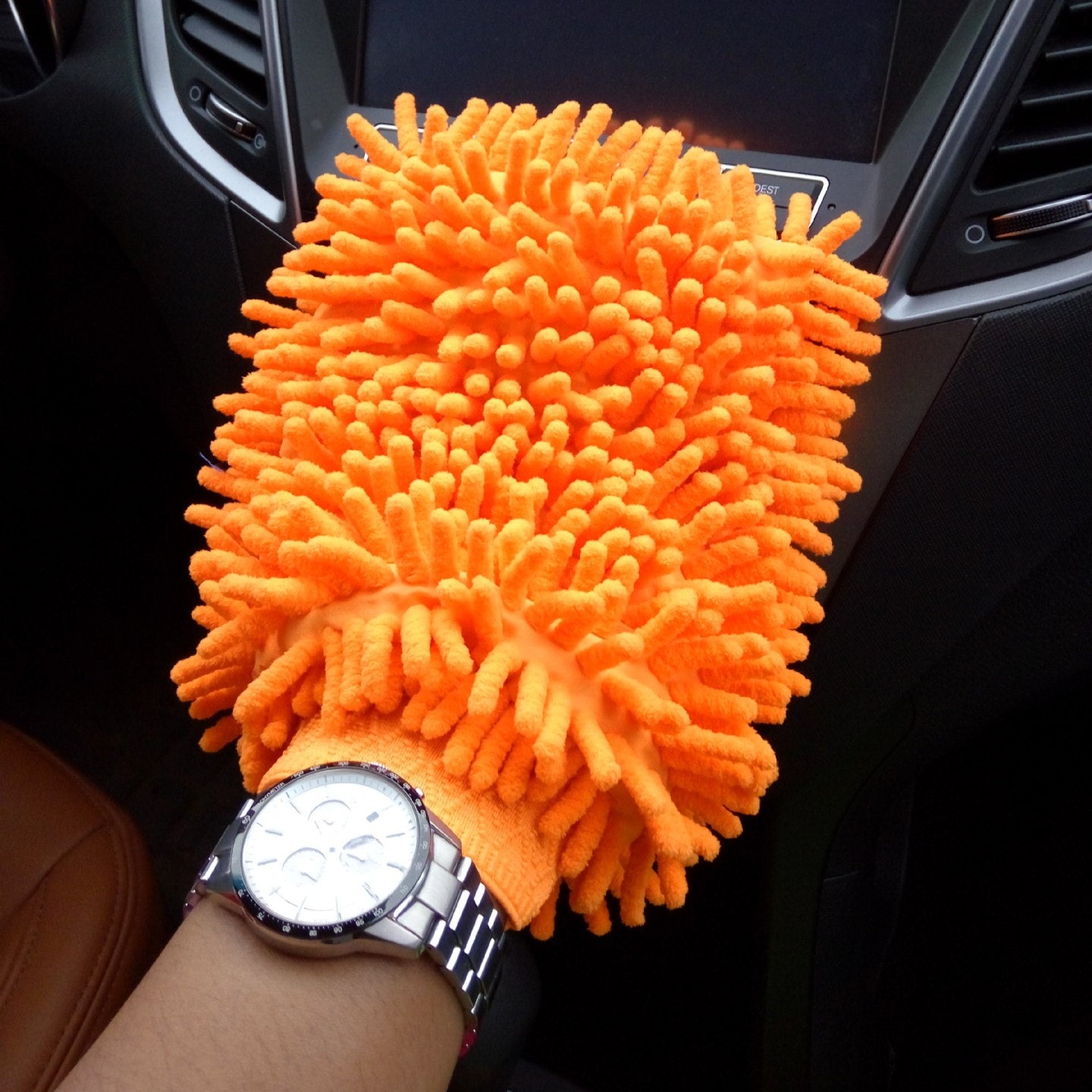 Luva Microfibra Lavagem Automotiva Laranja Macia Não Risca Durável