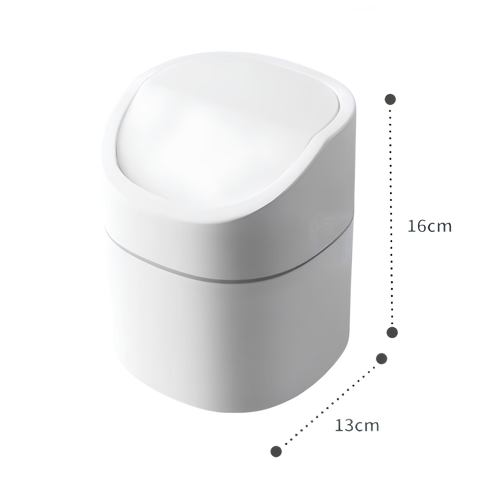 Lixeira de Mesa 4L com Tampa Basculhante Branca Plástica 16cm