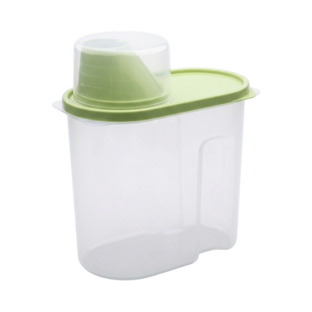 Pote Armazenamento Multiuso Amaciante Ração Grãos Transparente 1.9L Verde
