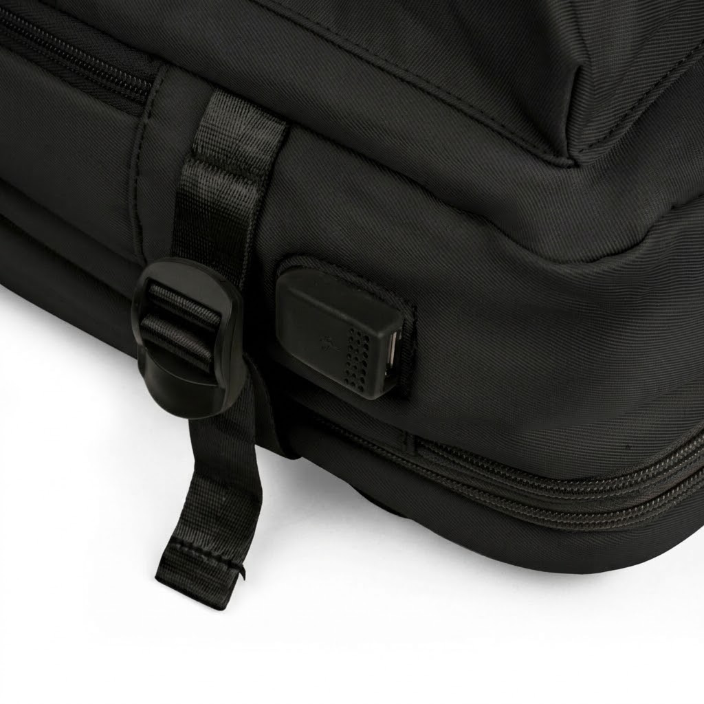 Mochila Pasta Notebook 15.6” Expansível 15-31L com USB Preta