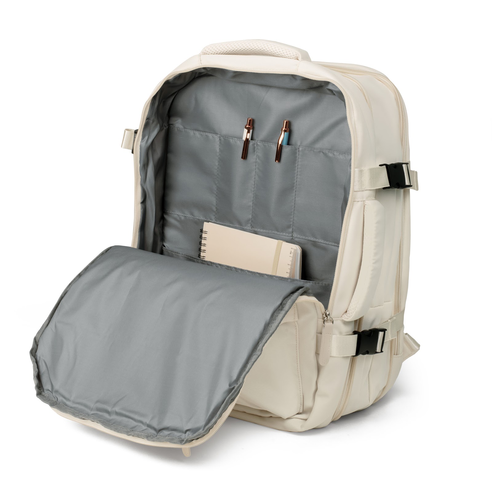 Mochila Pasta Notebook 15.6” Expansível 15-31L com USB Off White