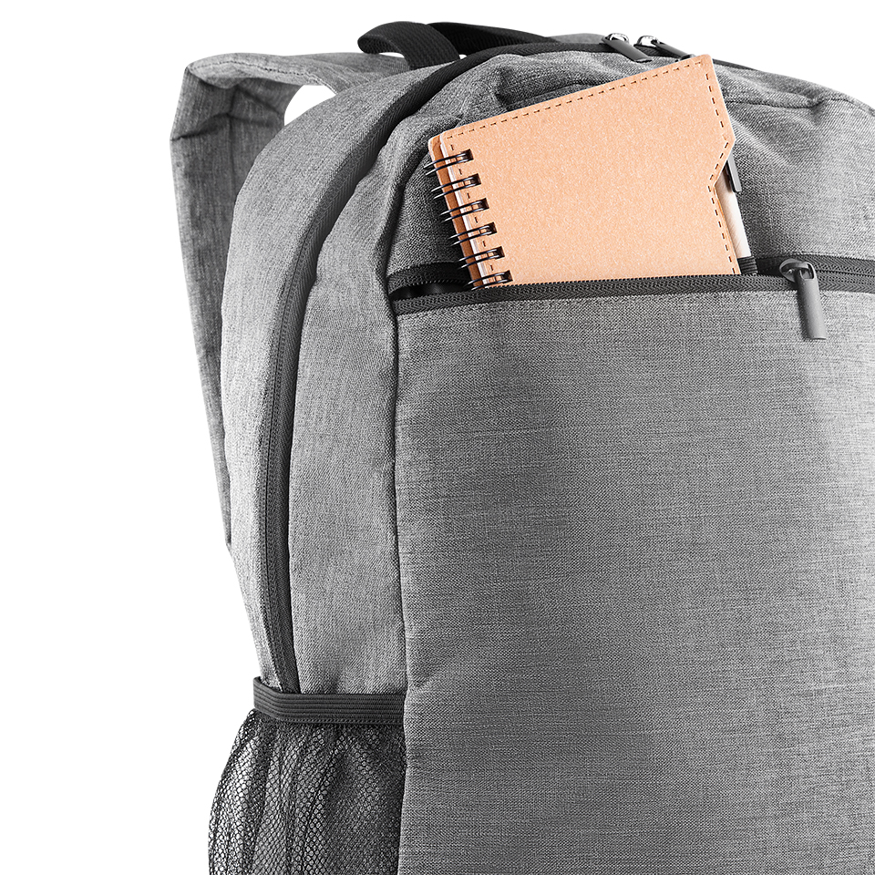 Mochila 16L com Bolso Frontal e Laterais para Laptop 15,6” Cinza