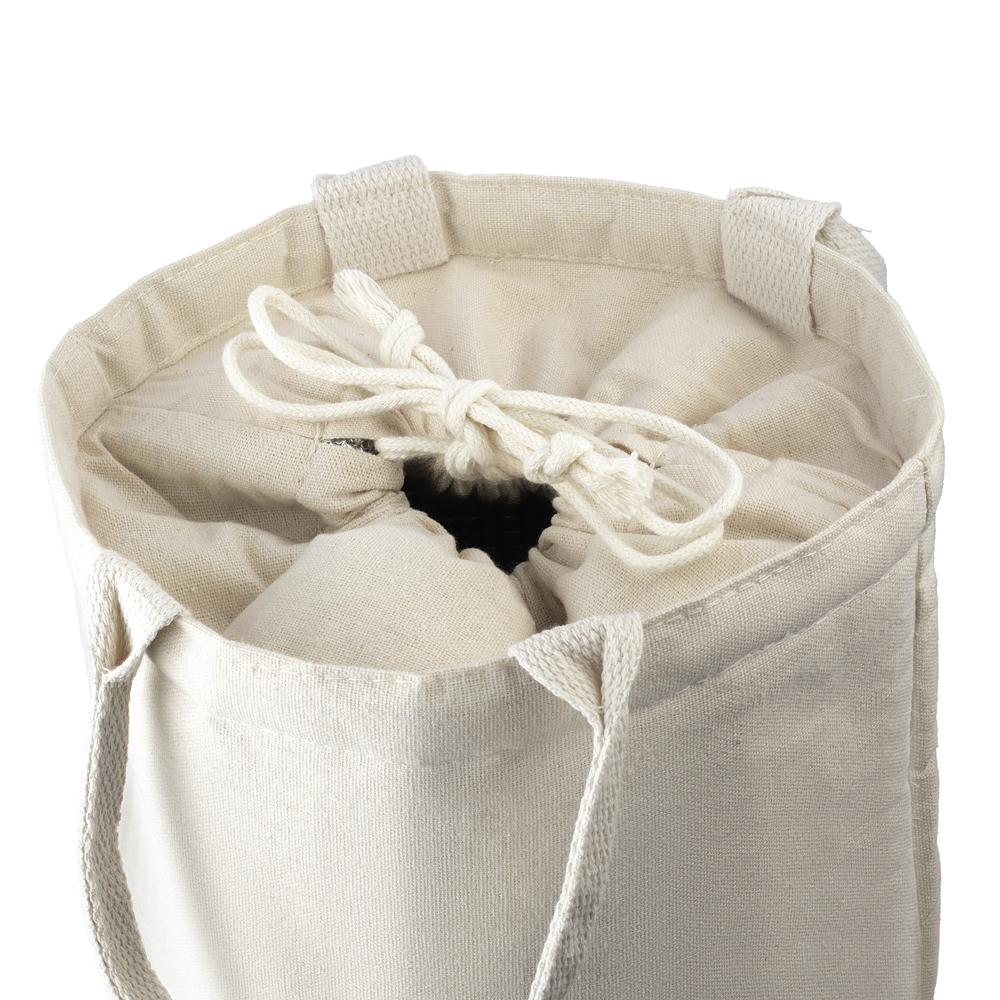 Bolsa Térmica 4,8L Algodão e Cortiça com Bolso Fechamento por Cordão