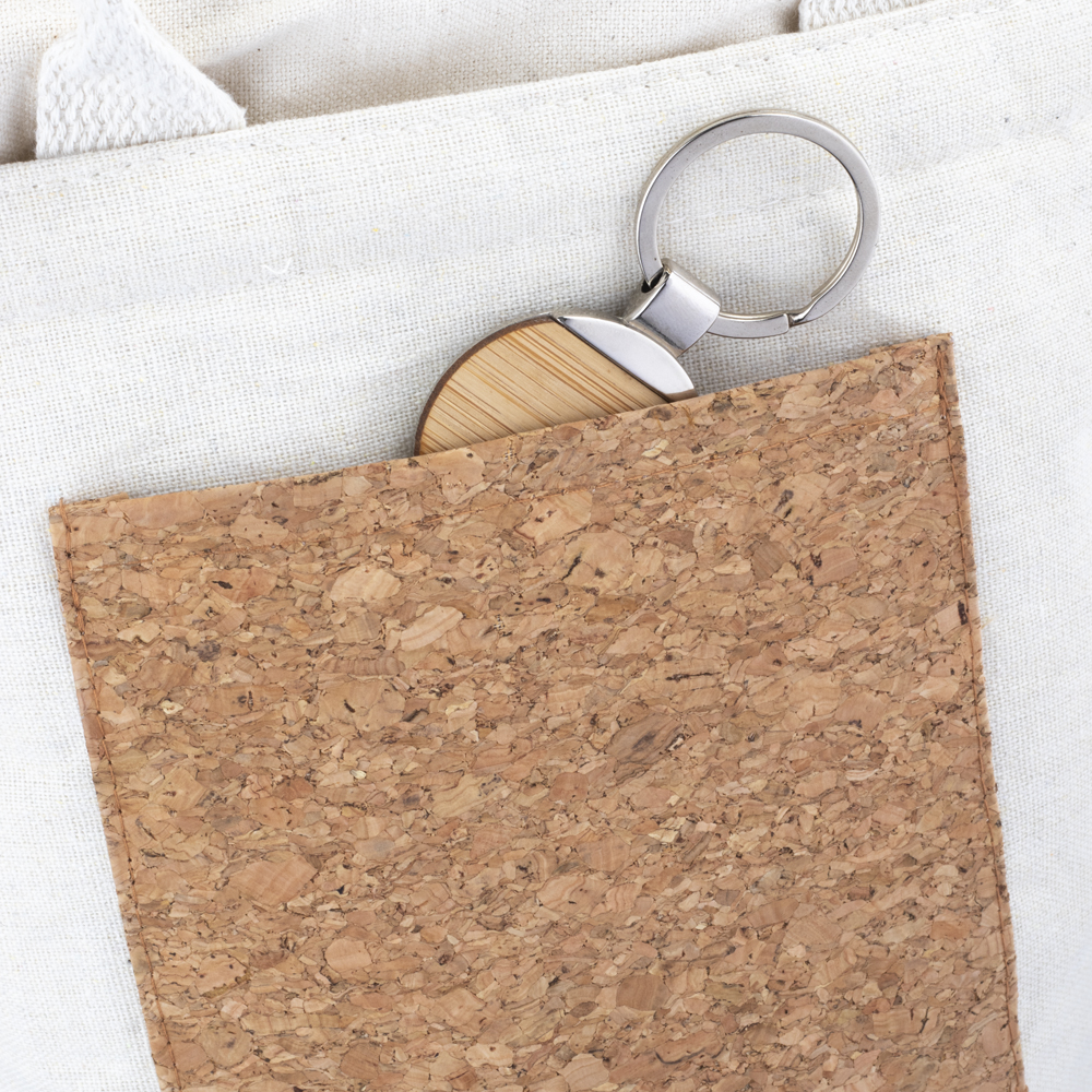 Bolsa Térmica 4,8L Algodão e Cortiça com Bolso Fechamento por Cordão