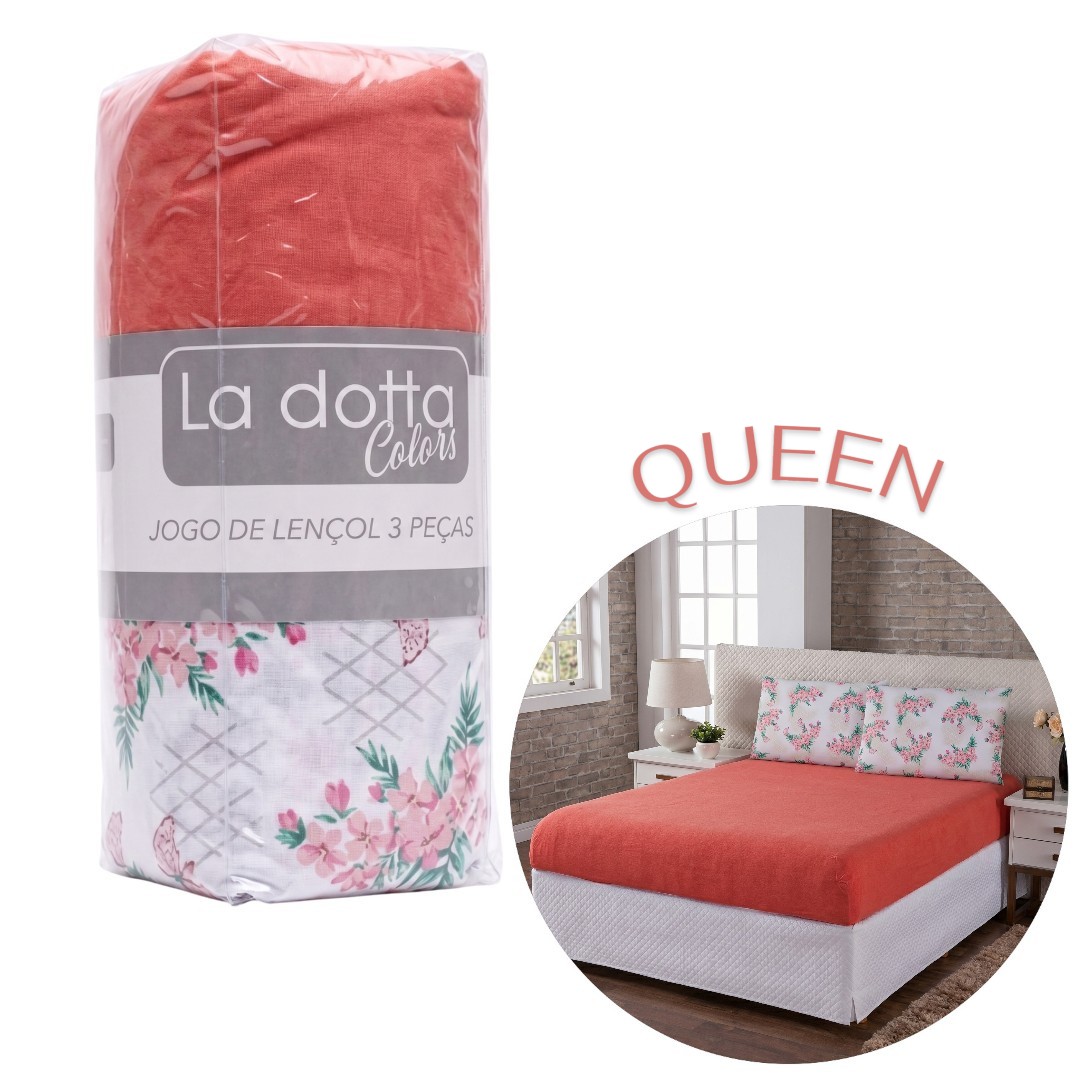 Jogo de Lençol 3 Peças Queen 100% Algodão Alta Qualidade Dalia - La Dotta