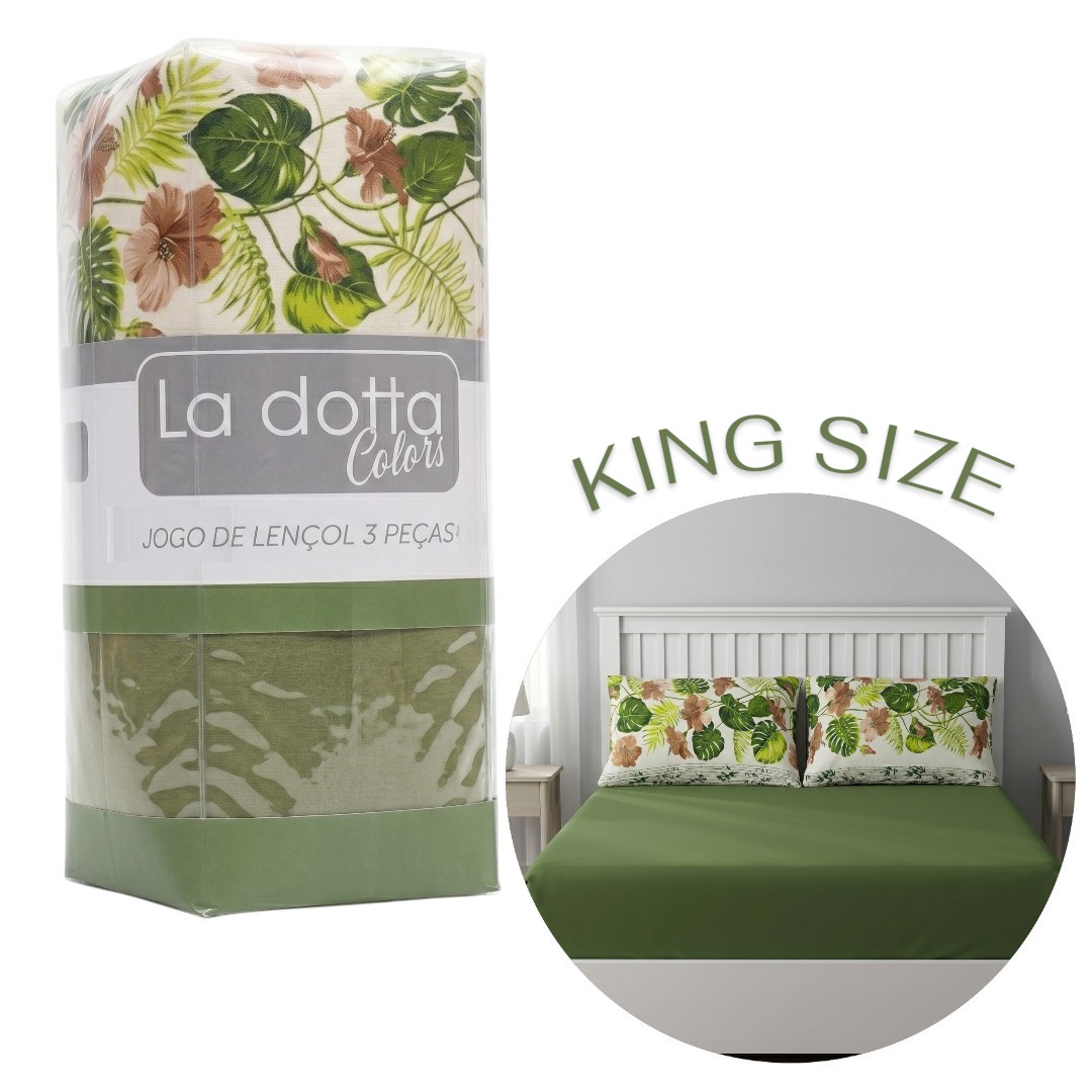 Jogo de Lençol 3 Peças King Size 100% Algodão Alta Qualidade Bambu - La Dotta