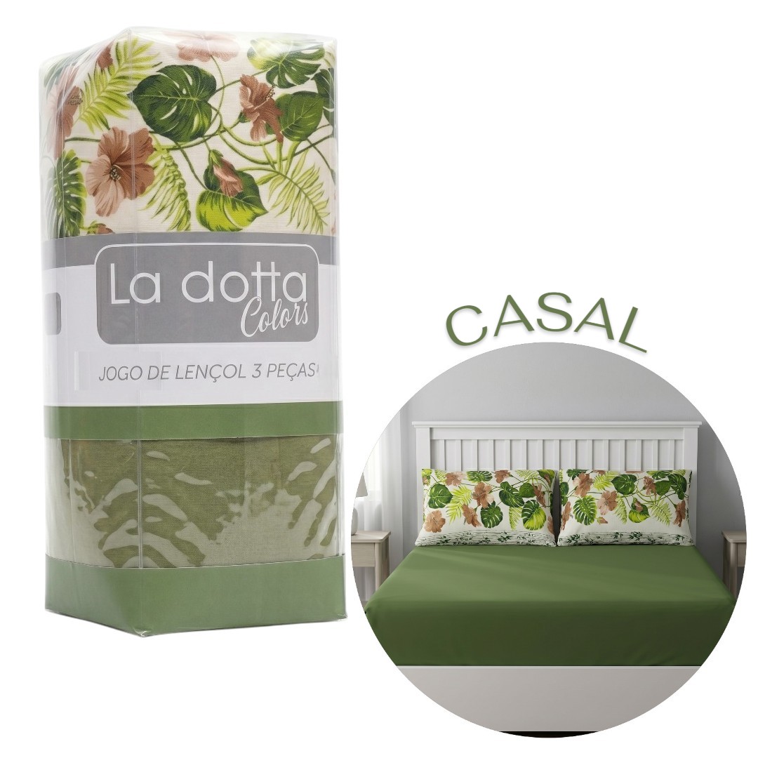 Jogo de Lençol 3 Peças Casal 100% Algodão Alta Qualidade Bambu - La Dotta
