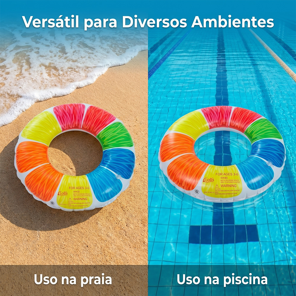 Boia Inflável Redonda 80cm Colorida Piscina PVC