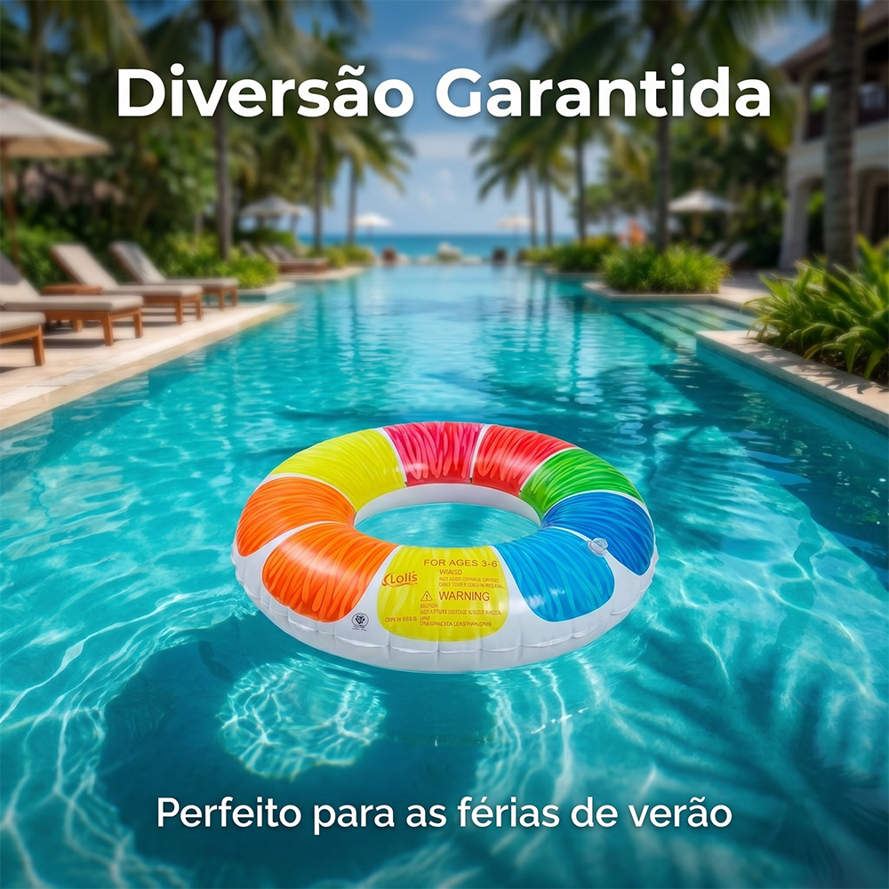 Boia Inflável Redonda 80cm Colorida Piscina PVC