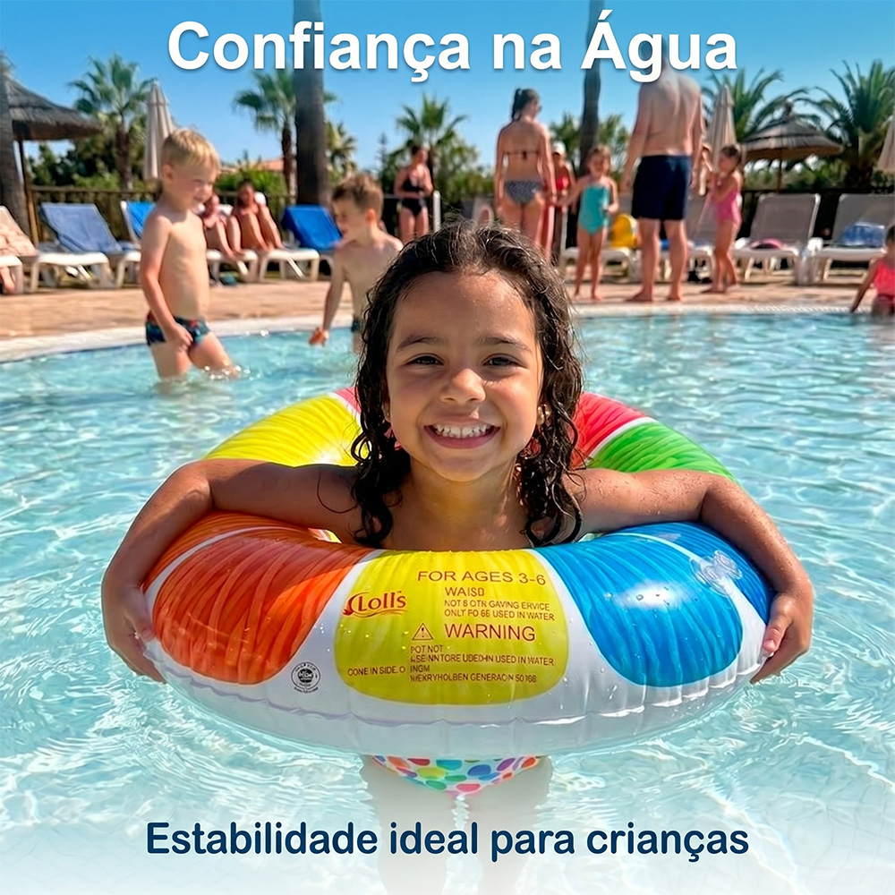 Boia Inflável Redonda 70cm Colorida Piscina PVC