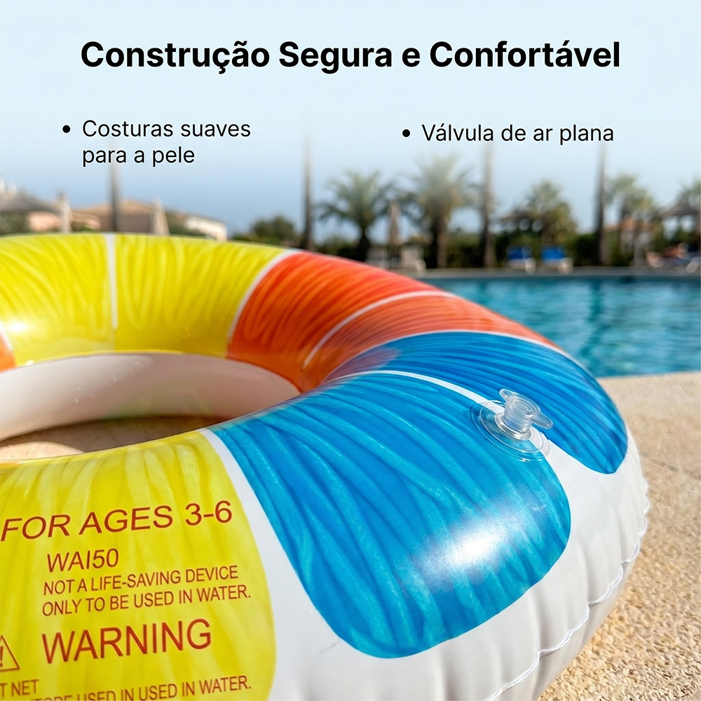 Boia Inflável Redonda 70cm Colorida Piscina PVC