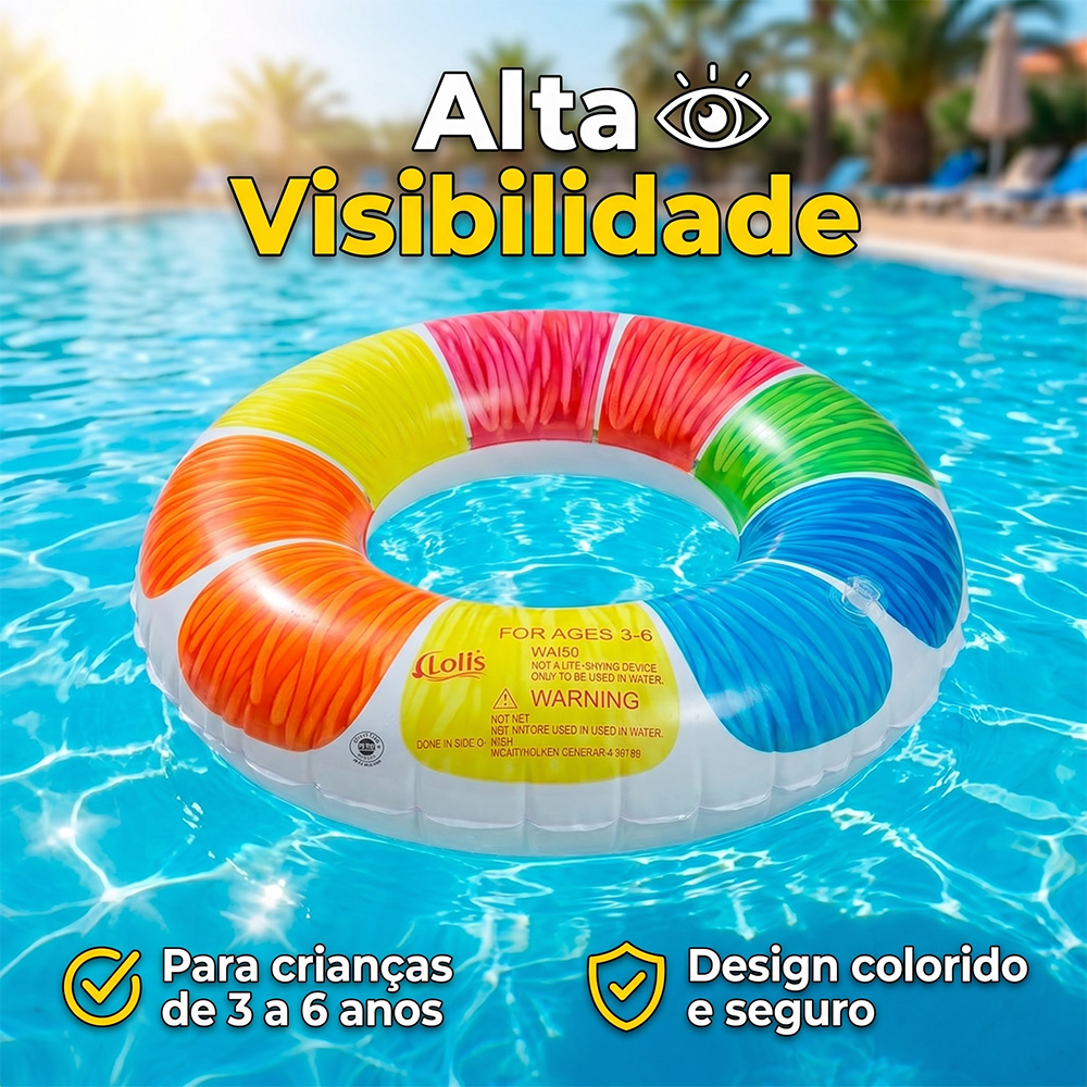 Boia Inflável Redonda 70cm Colorida Piscina PVC
