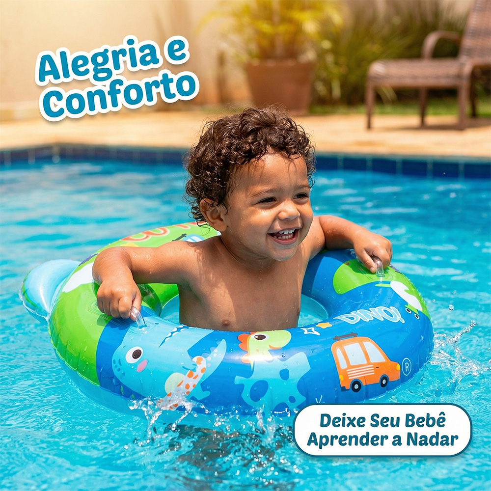 Boia Infantil Inflável 60cm Dinossauros Praia Piscina