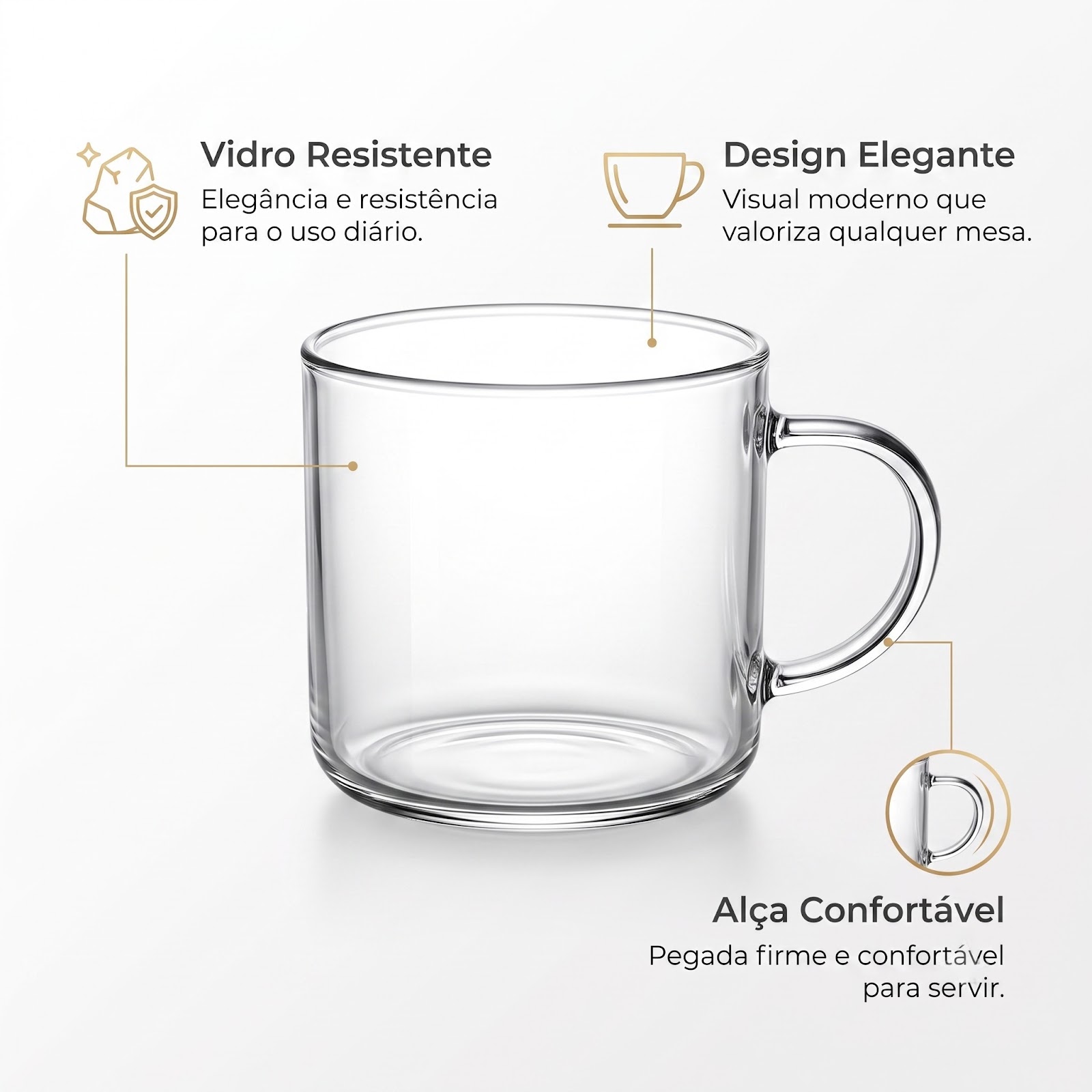 Bule de Vidro c/ Infusor 950ml e 4 Xícaras Borossilicato
