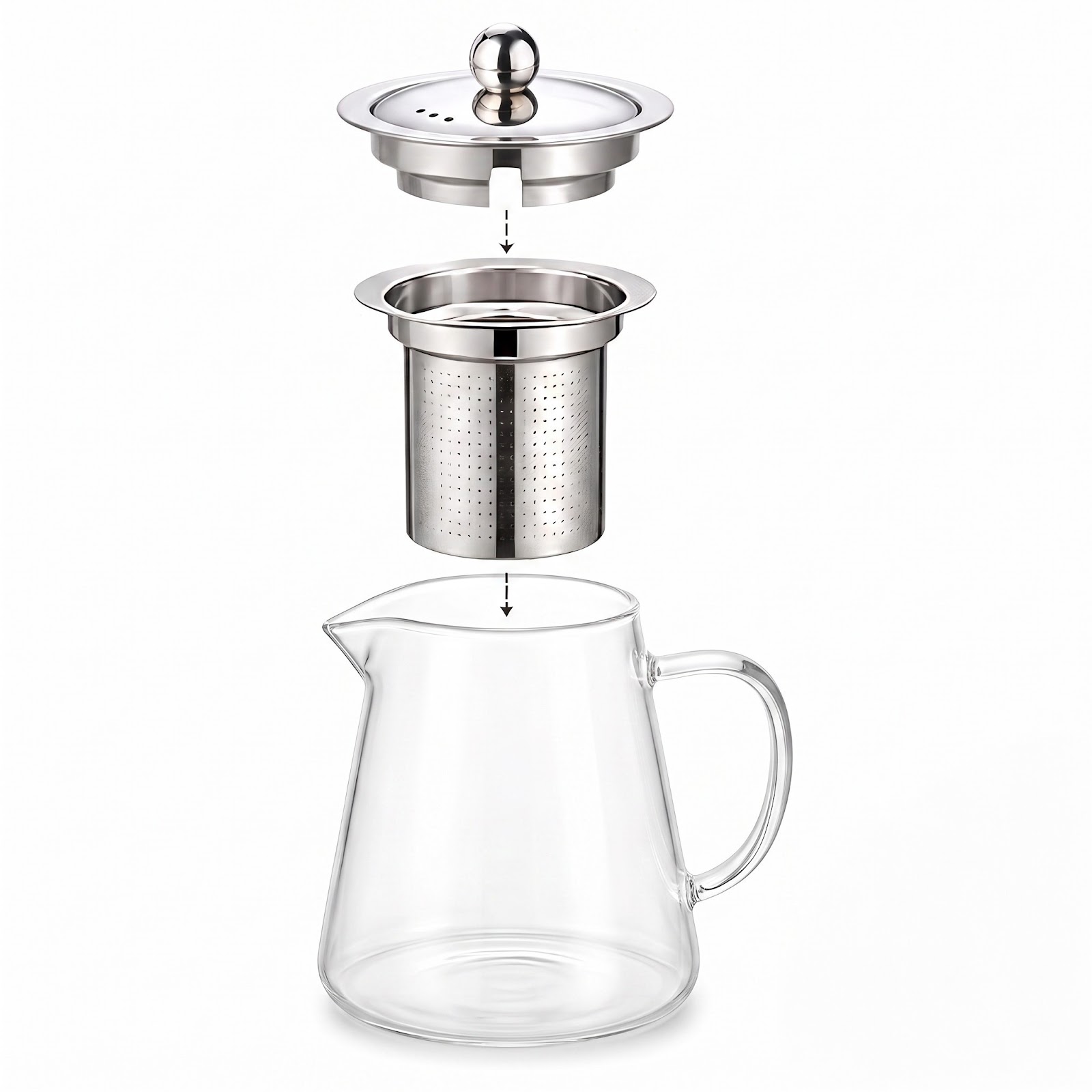 Bule de Vidro c/ Infusor 950ml e 4 Xícaras Borossilicato