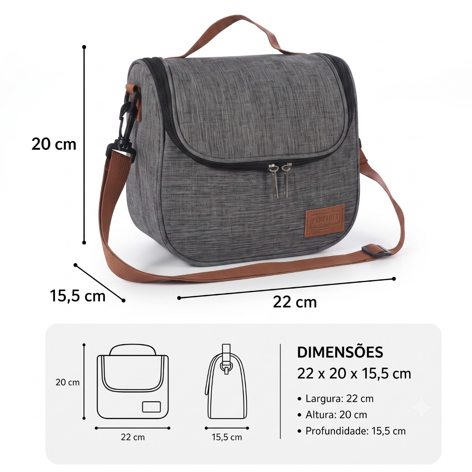 Bolsa Térmica Lancheira Poliéster c/ Alça Cinza