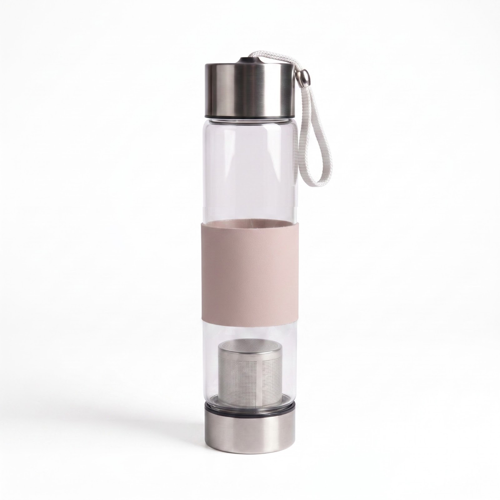 Garrafa de Vidro com Infusor de Chá 450ml Bege