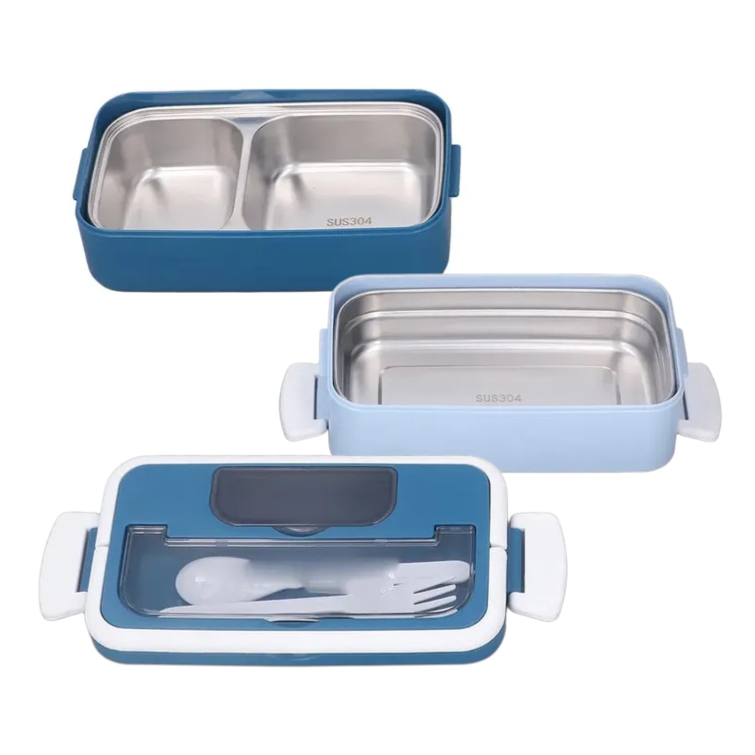 Marmita Térmica 2 Compartimentos Inox c/ Talheres Vita Box Duo