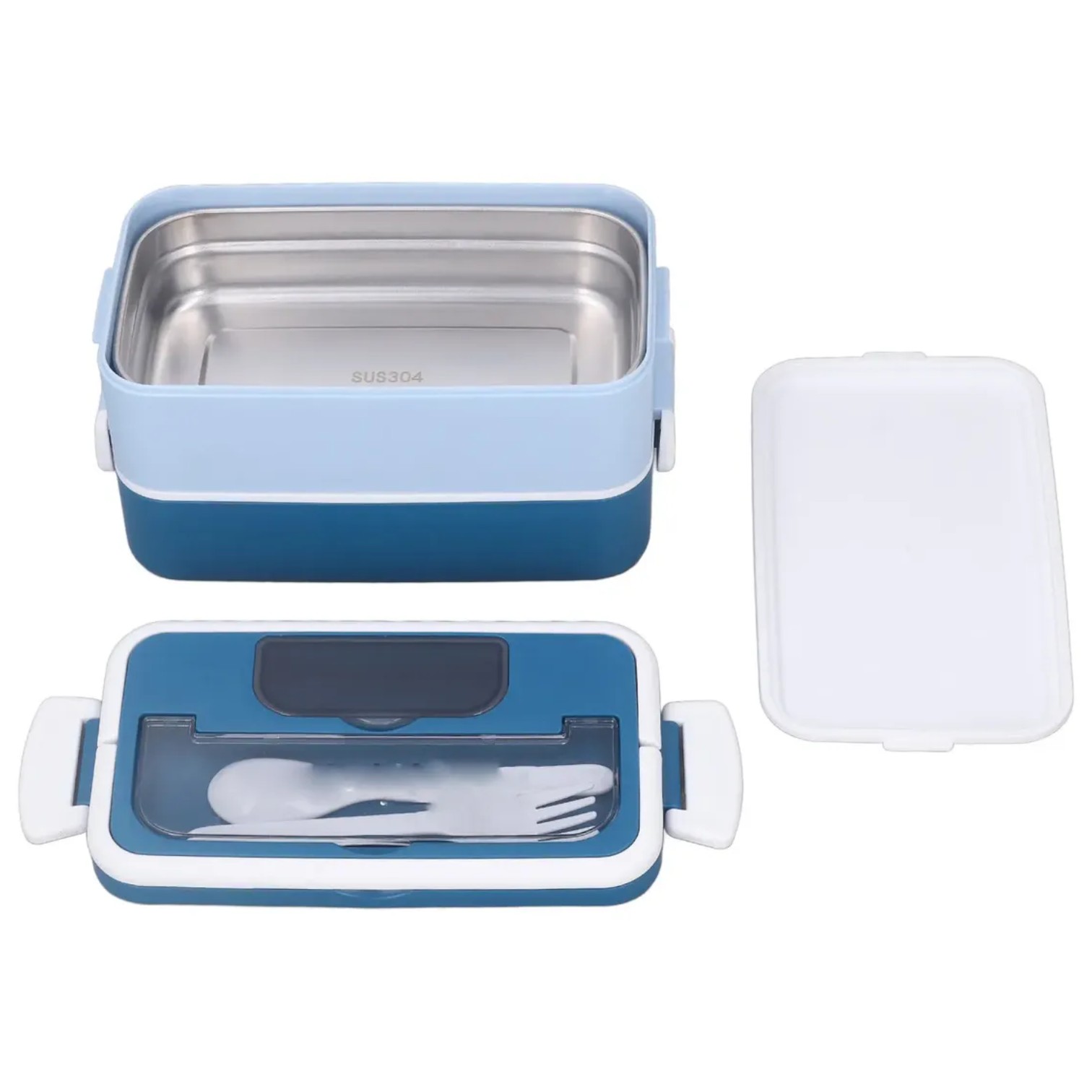 Marmita Térmica 2 Compartimentos Inox c/ Talheres Vita Box Duo
